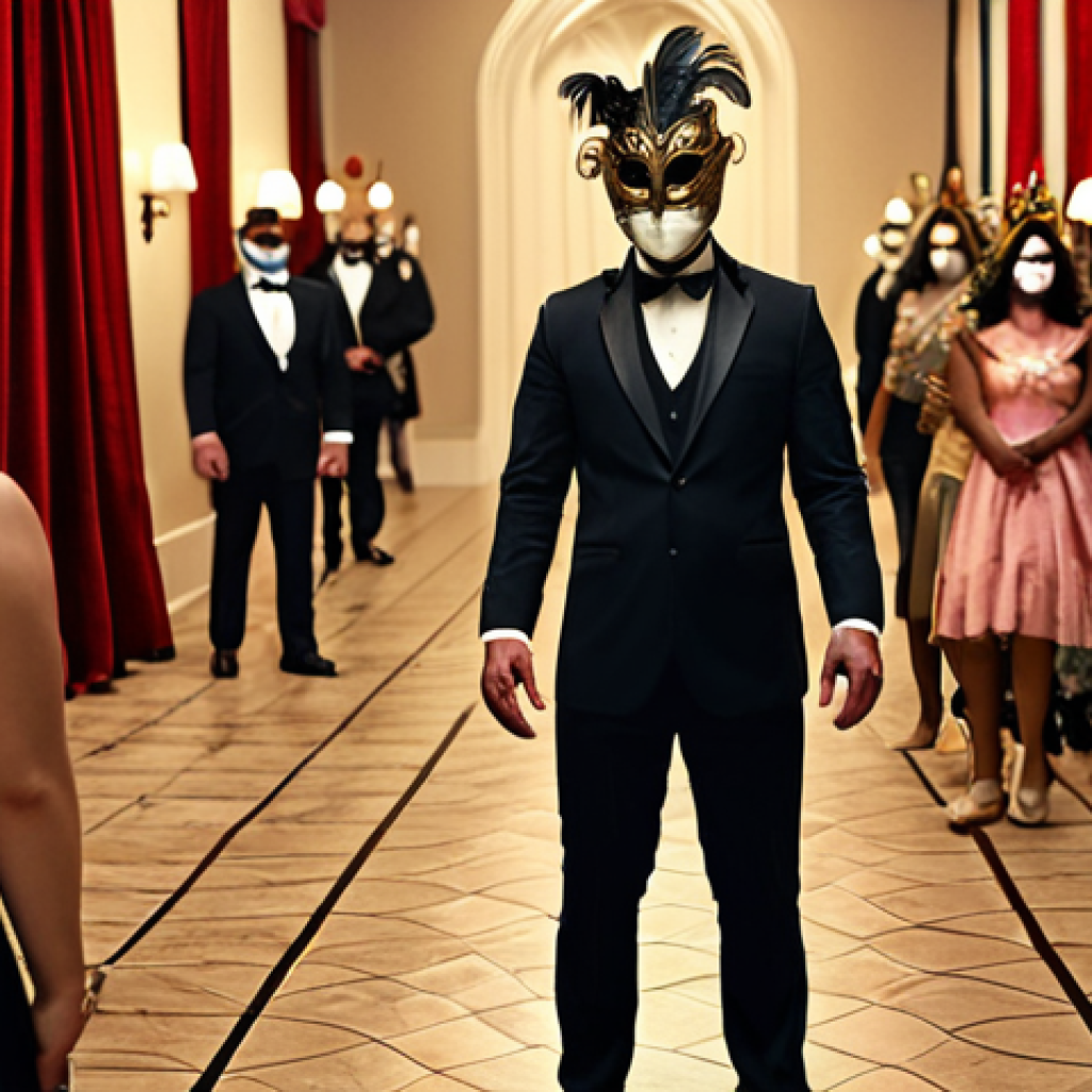 **Image Prompt:** *Modern masquerade ball, digital etiquette rules displayed, focus on respect and clear communication, soft lighting.*