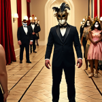 **Image Prompt:** *Modern masquerade ball, digital etiquette rules displayed, focus on respect and clear communication, soft lighting.*