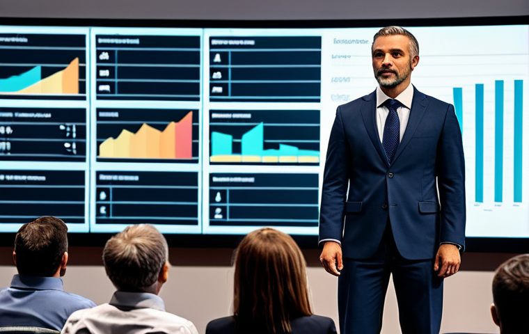 **
A successful entrepreneur giving a presentation at a business conference, wearing a professional business suit, standing on a stage with a screen displaying charts and graphs, modern conference hall background, fully clothed, appropriate attire, safe for work, perfect anatomy, natural proportions, professional photography, high quality, modest clothing. Family-friendly.
**