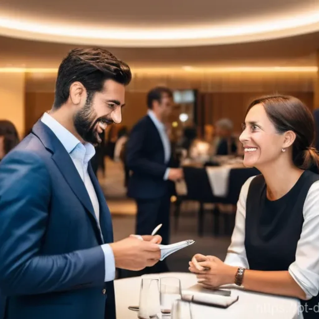 효과적인 네트워킹을 위한 환경 조성 요령 - A bright and welcoming professional networking event in a modern, well-designed venue in Lisbon, Por...