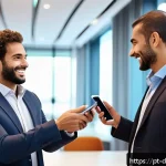 Home 23 비즈니스 성과를 위한 네트워킹의 가치 - A professional networking event in a modern conference hall filled with diverse business people enga...