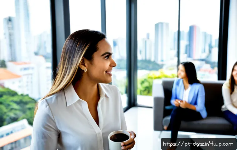 Home 17 효과적인 네트워킹을 위한 마인드셋 구축하기 - Photorealistic professional networking scene in a bright modern São Paulo coworking lounge, a confid...