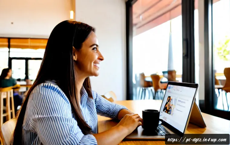 Home 17 전문가와의 디지털 네트워킹 팁 - Photorealistic professional networking scene in a bright Lisbon coworking café, a Portuguese busines...